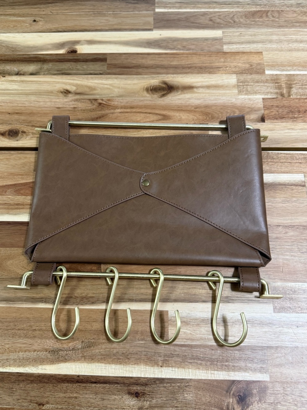 Target Threshold Entryway Organizer Faux Leather & Gold Wall Mounted Mail Holder - Picture 7 of 7